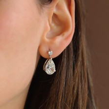 Necati Gün Damla Taşlı Sallantılı Sky Diamond Gümüş Küpe