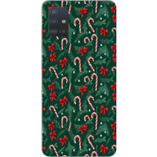 TechTree Samsung Galaxy A51 Uyumlu Yılbaşı Çam Ağacı ve Baston Şeker Baskılı Silikon Kılıf
