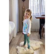 Koçak Kids Elsa Desenli Yeşil Renk Kız Çocuk Taytlı Takım