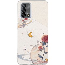 TechTree Oppo A74 Uyumlu Gezegen, Yıldız ve Gül Baskılı Silikon Kılıf