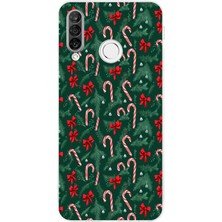 TechTree Huawei P30 Lite Uyumlu Yılbaşı Çam Ağacı ve Baston Şeker Baskılı Silikon Kılıf