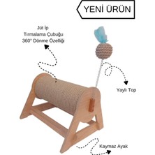 Feyza Design Yatay ve Dönebilinen Kedi Tırmalama Tahtası, Yaylı Top Eklemeli 29CM