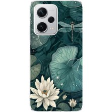 TechTree Redmi Note 12 Pro Plus Uyumlu Yeşil Yapraklı Nilüfer ve Yusufçuk Baskılı Silikon Kılıf