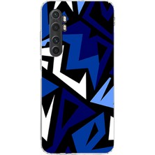 TechTree Mi Note 10 Lite Uyumlu Modern Mavi Geometrik Mozaik Baskılı Silikon Kılıf