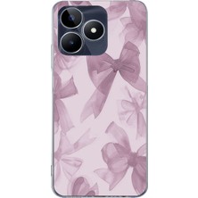 TechTree Realme C53 Uyumlu Menekşe Tonlu Fiyonk Baskılı Silikon Kılıf