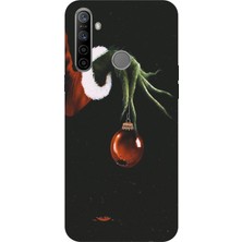 TechTree Realme 5i - 6i - C3 Uyumlu Grinch Yeşil El ve Kırmızı Yılbaşı Topu Baskılı Silikon Kılıf