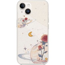 TechTree iPhone 13-14 Uyumlu Gezegen, Yıldız ve Gül Baskılı Silikon Kılıf
