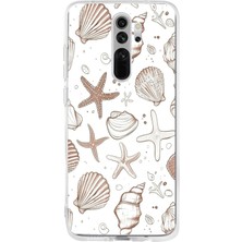 TechTree Redmi Note 8 Uyumlu Kahverengi Deniz Yıldızı ve Kabuklu Baskılı Silikon Kılıf