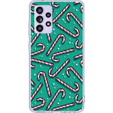 TechTree Samsung Galaxy A52-A52S Uyumlu Yılbaşı Ruhu Baston Şeker ve Kar Taneli Baskılı Silikon Kılıf