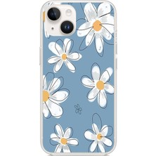 TechTree iPhone 13-14 Uyumlu Mavi Papatya Bahçesi Baskılı Silikon Kılıf