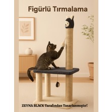 Feyza Design Lama Figürlü Kedi Tırmalama Tahtası ve Yatağı, 84 Cm, Oyunlu ve Katlı