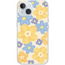 TechTree iPhone 15 Uyumlu Soft Pastel Çiçek Bahçesi Baskılı Silikon Kılıf