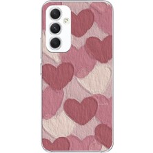 TechTree Samsung Galaxy A54 Uyumlu Pastel Gül Kurusu ve Pembe Kalpli Baskılı Silikon Kılıf