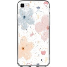 TechTree iPhone 6 - 6s Uyumlu Pastel Soyut Çiçek ve Leke Desenli Baskılı Silikon Kılıf