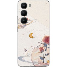 TechTree Infinix Hot 60 Pro Uyumlu Gezegen, Yıldız ve Gül Baskılı Silikon Kılıf