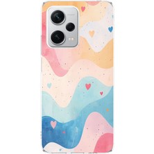 TechTree Redmi Note 12 Pro Plus Uyumlu Pastel Renkli Dalgalı ve Kalp Baskılı Silikon Kılıf