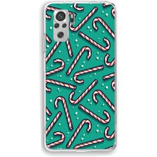 TechTree Redmi Note 10 / 10S Uyumlu Yılbaşı Ruhu Baston Şeker ve Kar Taneli Baskılı Silikon Kılıf