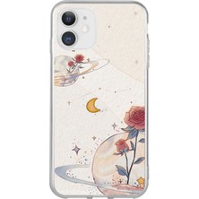 TechTree iPhone 11 Uyumlu Gezegen, Yıldız ve Gül Baskılı Silikon Kılıf
