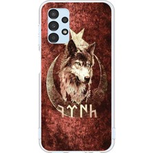 TechTree Samsung Galaxy A13 Uyumlu Göktürk Yazılı ve Bozkurt Desenli Baskılı Silikon Kılıf