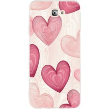 TechTree Samsung Galaxy J7 Prime Uyumlu Çizgisel Pembe Kalp Baskılı Silikon Kılıf