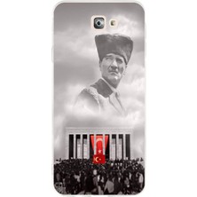 TechTree Samsung Galaxy J7 Prime Uyumlu Bulutların Üzerindeki Lider Kalpaklı Atatürk Baskılı Silikon Kılıf