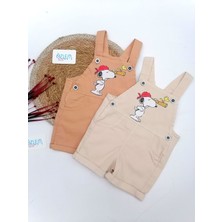 Genel Snopy Baskı Salopet Sütlü Kahve - 9-12 Ay