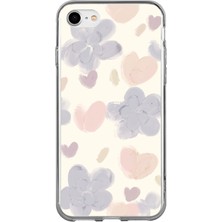 TechTree iPhone 6 - 6s Uyumlu Pastel Boya Bahçesi Çiçek ve Kalp Baskılı Silikon Kılıf