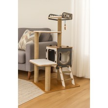 Feyza Design Katlı Tırmalamalı Kedi Evi, Rahat ve Eğlenceli Oyun Alanı