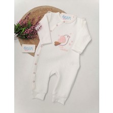 Kuş Figürlü Kapitone Krem Tulum 3-6 Ay