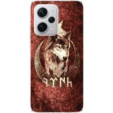 TechTree Redmi Note 12 Pro Plus Uyumlu Göktürk Yazılı ve Bozkurt Desenli Baskılı Silikon Kılıf