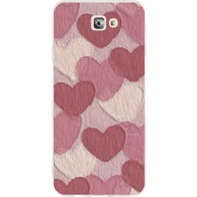 TechTree Samsung Galaxy J7 Prime Uyumlu Pastel Gül Kurusu ve Pembe Kalpli Baskılı Silikon Kılıf