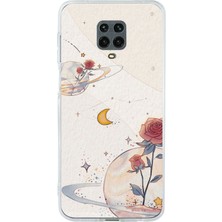 TechTree Redmi Note 9 Pro-9s Uyumlu Gezegen, Yıldız ve Gül Baskılı Silikon Kılıf