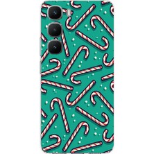 TechTree Infinix Hot 60 Pro Uyumlu Yılbaşı Ruhu Baston Şeker ve Kar Taneli Baskılı Silikon Kılıf