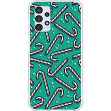 TechTree Samsung Galaxy A13 Uyumlu Yılbaşı Ruhu Baston Şeker ve Kar Taneli Baskılı Silikon Kılıf