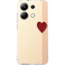 TechTree Redmi Note 13 4g Uyumlu Krem Zeminli Kırmızı Kalp Baskılı Silikon Kılıf