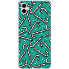 TechTree Samsung Galaxy A04 Uyumlu Yılbaşı Ruhu Baston Şeker ve Kar Taneli Baskılı Silikon Kılıf