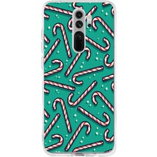 TechTree Redmi Note 8 Uyumlu Yılbaşı Ruhu Baston Şeker ve Kar Taneli Baskılı Silikon Kılıf