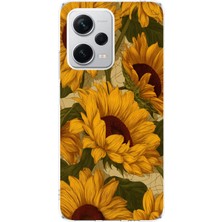 TechTree Redmi Note 12 Pro Plus Uyumlu Altın Sarısı Ayçiçeği Bahçesi Baskılı Silikon Kılıf