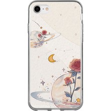 TechTree iPhone 6 - 6s Uyumlu Gezegen, Yıldız ve Gül Baskılı Silikon Kılıf