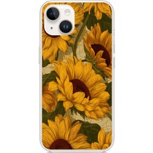 TechTree iPhone 13-14 Uyumlu Altın Sarısı Ayçiçeği Bahçesi Baskılı Silikon Kılıf