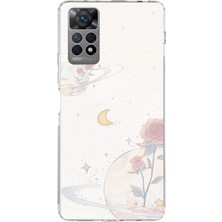 TechTree Redmi Note 11 Pro 4g Uyumlu Gezegen, Yıldız ve Gül Baskılı Silikon Kılıf