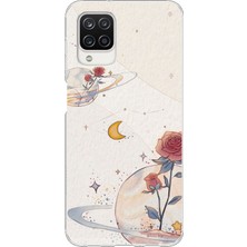 TechTree Samsung Galaxy A12-M12 Uyumlu Gezegen, Yıldız ve Gül Baskılı Silikon Kılıf
