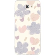 TechTree Samsung Galaxy J7 Prime Uyumlu Pastel Boya Bahçesi Çiçek ve Kalp Baskılı Silikon Kılıf