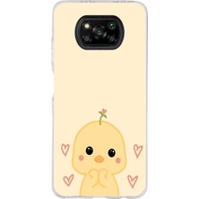 TechTree Poco X3-X3 Pro-Nfc Uyumlu Sevimli Civciv ve Kalp Desenli Baskılı Silikon Kılıf