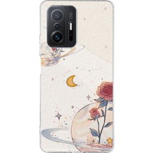 TechTree Xiaomi Mi 11T-11T Pro Uyumlu Gezegen, Yıldız ve Gül Baskılı Silikon Kılıf