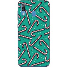 TechTree Samsung Galaxy A20-A30 Uyumlu Yılbaşı Ruhu Baston Şeker ve Kar Taneli Baskılı Silikon Kılıf