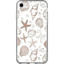 TechTree iPhone 6 - 6s Uyumlu Kahverengi Deniz Yıldızı ve Kabuklu Baskılı Silikon Kılıf