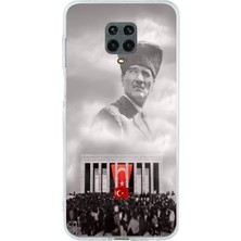 TechTree Redmi Note 9 Pro-9s Uyumlu Bulutların Üzerindeki Lider Kalpaklı Atatürk Baskılı Silikon Kılıf