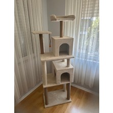 Feyza Design 4 Katlı Büyük Boy Kedi Evi ve Tırmalama Tahtası, Sağlam ve Modern Tasarım