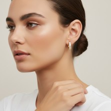 PIEDORA GOLD 14 Ayar Altın Baget Taşlı Halka Küpe | Işıltılı ve Premium Tasarım